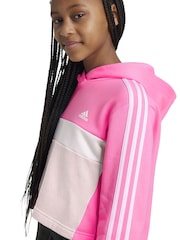 rožnata/črna - Adidas Otroška športna oblačila Tiberio 3-črtast; progast Colorblock Fleece Leggings Set - Slika 4 iz 12