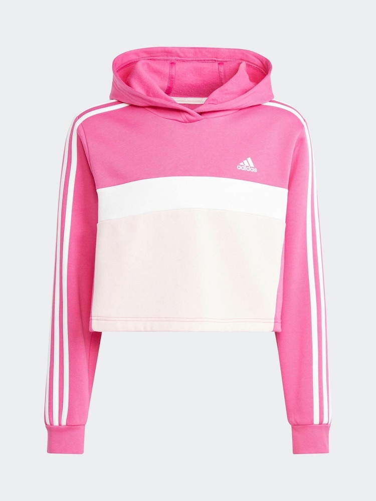Różowy/czarny - Zestaw dziecięcy adidas Sportswear Tiberio 3-stripes w bloki kolorów z polarowymi legginsami - Image 6 of 12