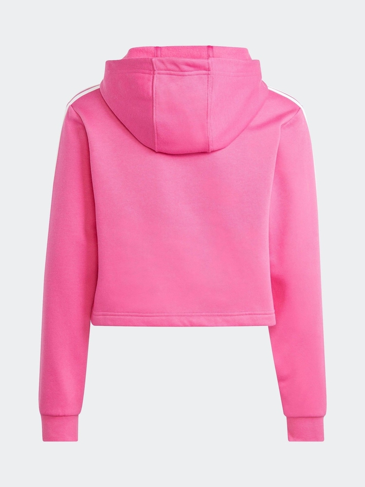 Różowy/czarny - Zestaw dziecięcy adidas Sportswear Tiberio 3-stripes w bloki kolorów z polarowymi legginsami - Image 7 of 12