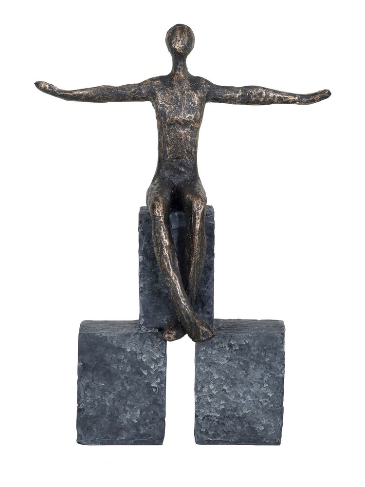 Libra Interiors Bronze Woman Sitting On Blocks Sculpture - Image 2 of 4
