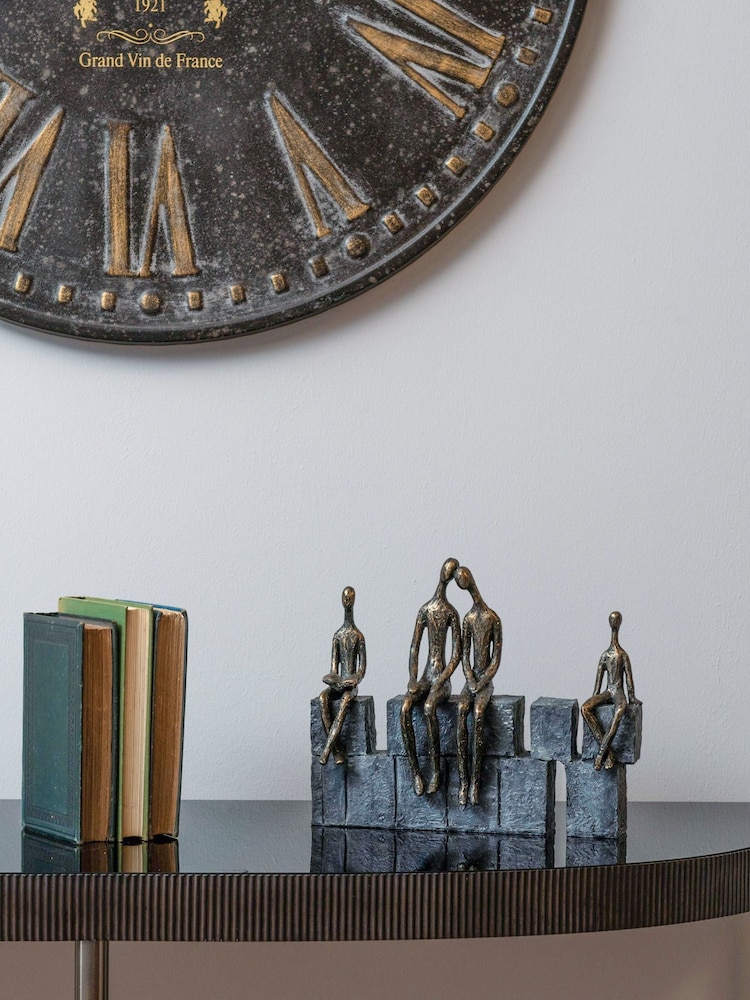 Libra Interiors Bronze Family Of Four On Blocks Sculpture - Image 1 of 4