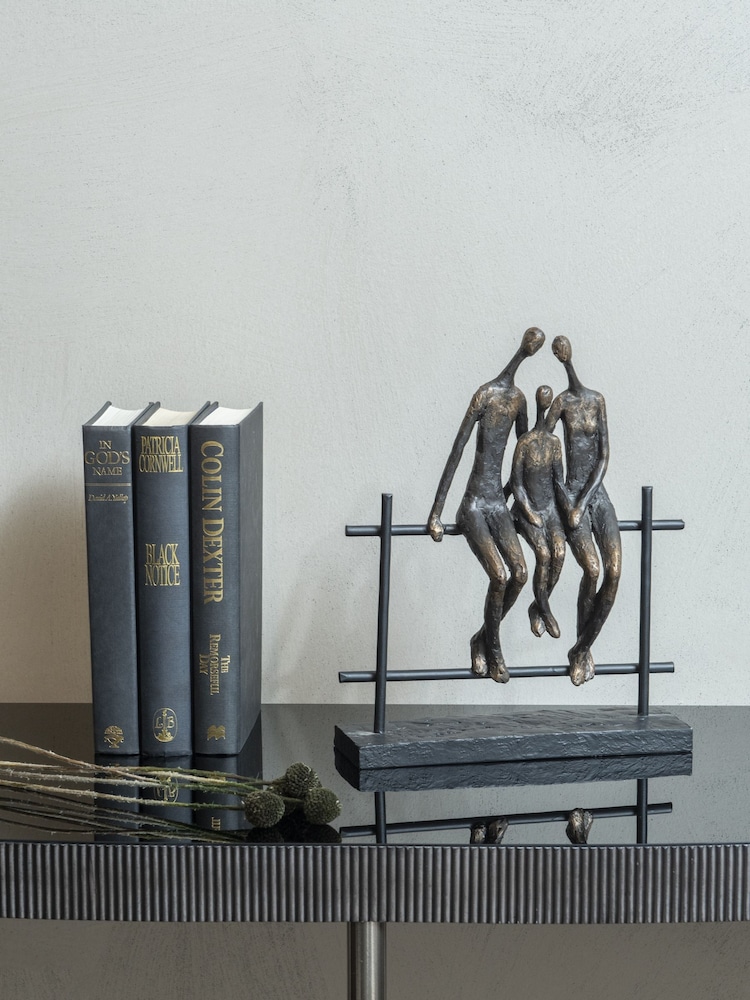 Libra Interiors Bronze Seated Family Of Three Sculpture - Image 1 of 2