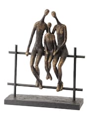 Libra Interiors Bronze Seated Family Of Three Sculpture - Image 2 of 2
