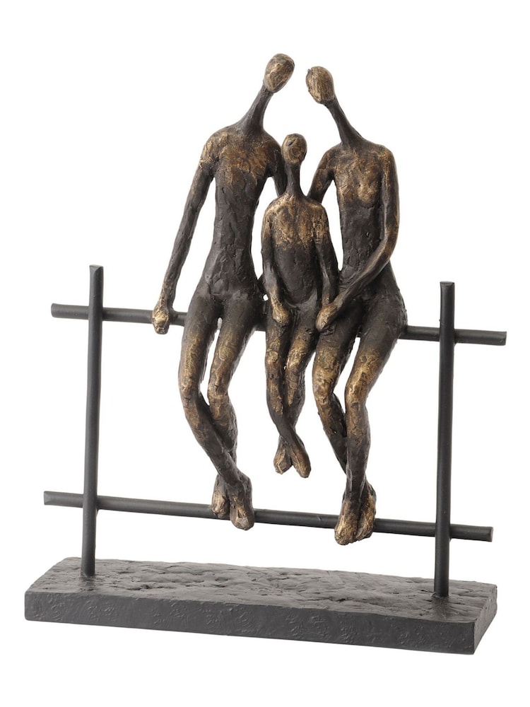 Libra Interiors Bronze Seated Family Of Three Sculpture - Image 2 of 2