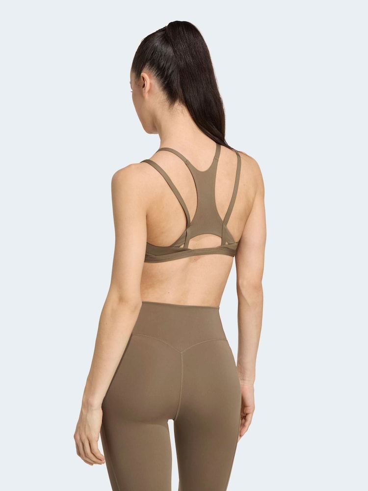 adidas Cream Optime Workout Strappy Light Support Bra - Image 2 of 7 adidas Cream Optime Workout Strappy Light Support Bra - Image 2 of 7