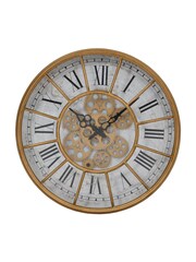 Libra Gold Ornate Clock With Marble Face And Moving Cogs - Image 2 of 4