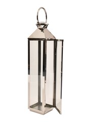 Libra Interiors Silver Sleek Tall Lantern with Glass Panels - Image 3 of 4