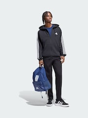 adidas Black Essentials 3-Stripes French Terry Full-Zip Hoodie - Image 1 of 5