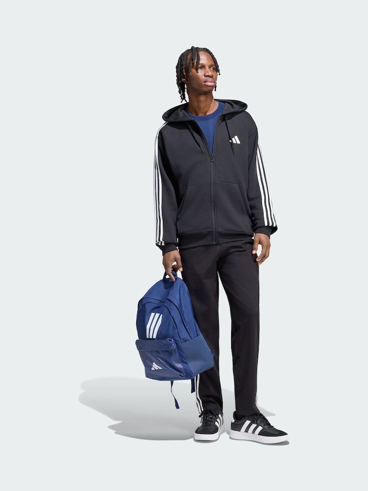 adidas Black Essentials 3-Stripes French Terry Full-Zip Hoodie - Image 1 of 5 adidas Black Essentials 3-Stripes French Terry Full-Zip Hoodie - Image 1 of 5
