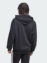 adidas Black Essentials 3-Stripes French Terry Full-Zip Hoodie - Image 2 of 5