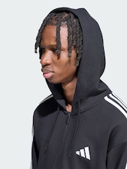 adidas Black Essentials 3-Stripes French Terry Full-Zip Hoodie - Image 3 of 5