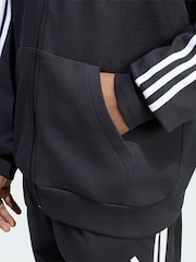 adidas Black Essentials 3-Stripes French Terry Full-Zip Hoodie - Image 4 of 5