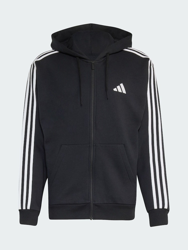 adidas Black Essentials 3-Stripes French Terry Full-Zip Hoodie - Image 5 of 5 adidas Black Essentials 3-Stripes French Terry Full-Zip Hoodie - Image 5 of 5