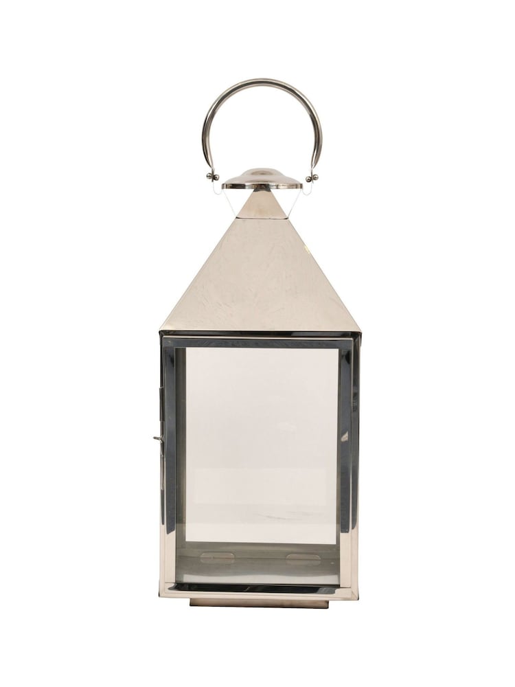 Libra Silver Sleek Square Lantern With Glass Panels - Image 2 of 4