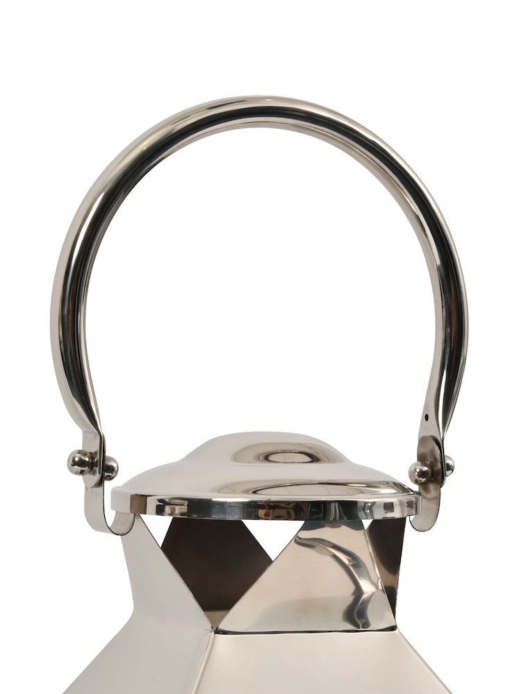 Libra Silver Sleek Square Lantern With Glass Panels - Image 4 of 4