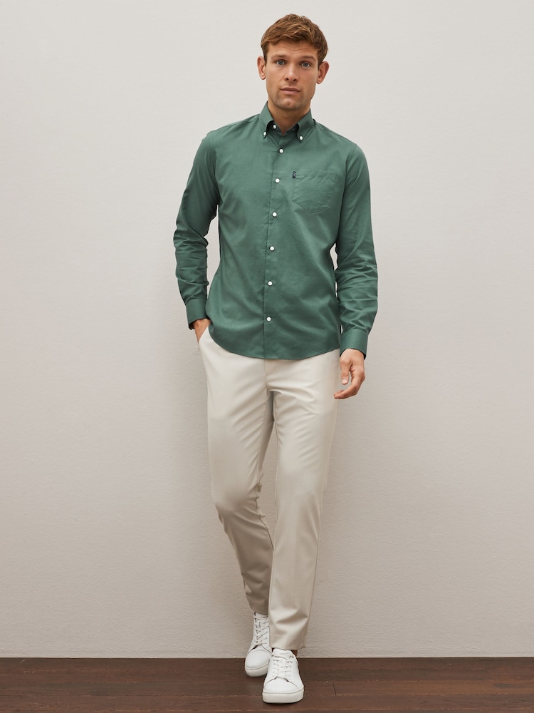 Seafoam Green Slim Fit Button Down Easy Iron Oxford Shirt - Image 2 of 8