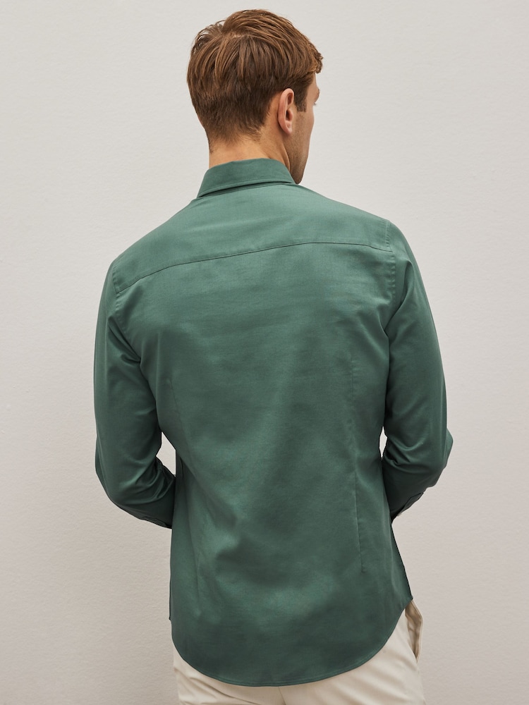 Seafoam Green Slim Fit Button Down Easy Iron Oxford Shirt - Image 3 of 8