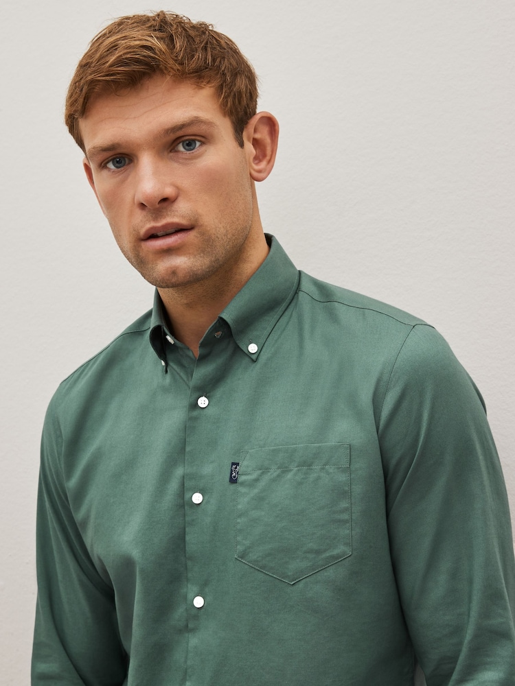 Seafoam Green Slim Fit Button Down Easy Iron Oxford Shirt - Image 4 of 8