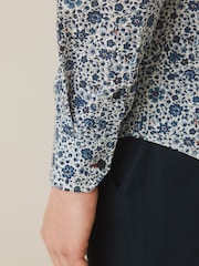 Blue Ditsy Floral Slim Fit Easy Care Printed Shirt - Image 7 of 9
