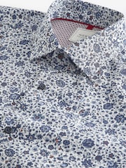 Blue Ditsy Floral Slim Fit Easy Care Printed Shirt - Image 8 of 9