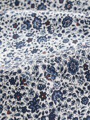 Blue Ditsy Floral Slim Fit Easy Care Printed Shirt - Image 9 of 9