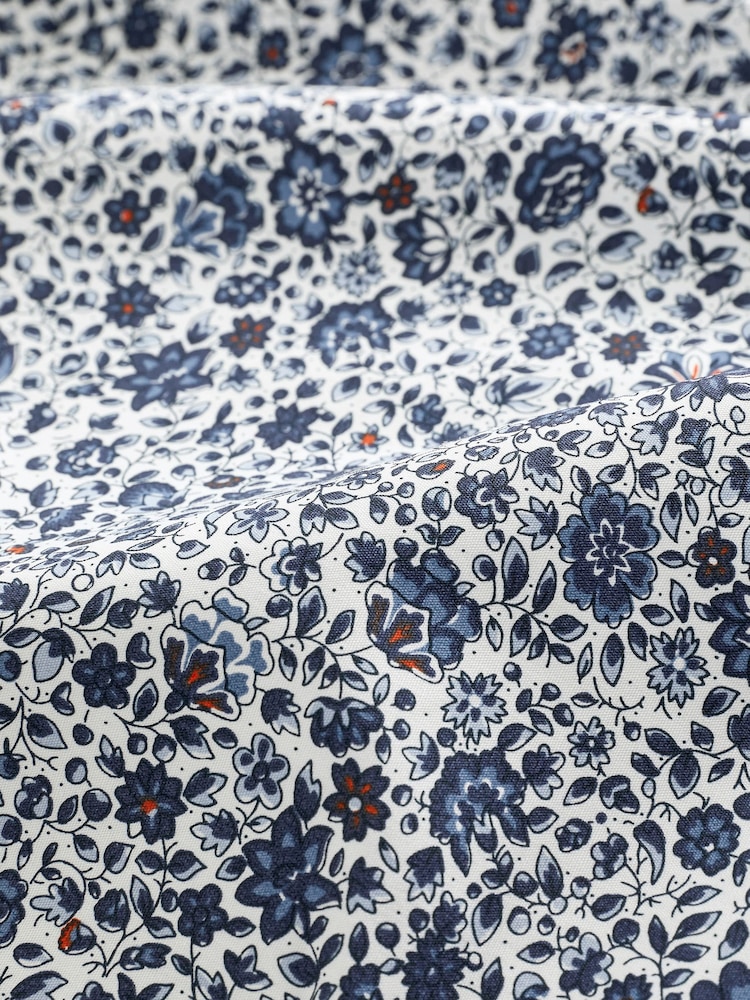 Blue Ditsy Floral Slim Fit Easy Care Printed Shirt - Image 9 of 9