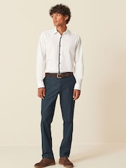 White Regular Fit Textured Trimmed Formal Shirt - Image 2 of 7