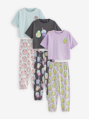 Avokado/Bubble Tea/Donut - Pyjamas mit Jogginghosen 3er-Pack (3–16 J.) - Bild 1 von 2