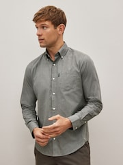 Grey Marl Regular Fit Easy Iron Button Down Oxford Shirt - Image 1 of 8
