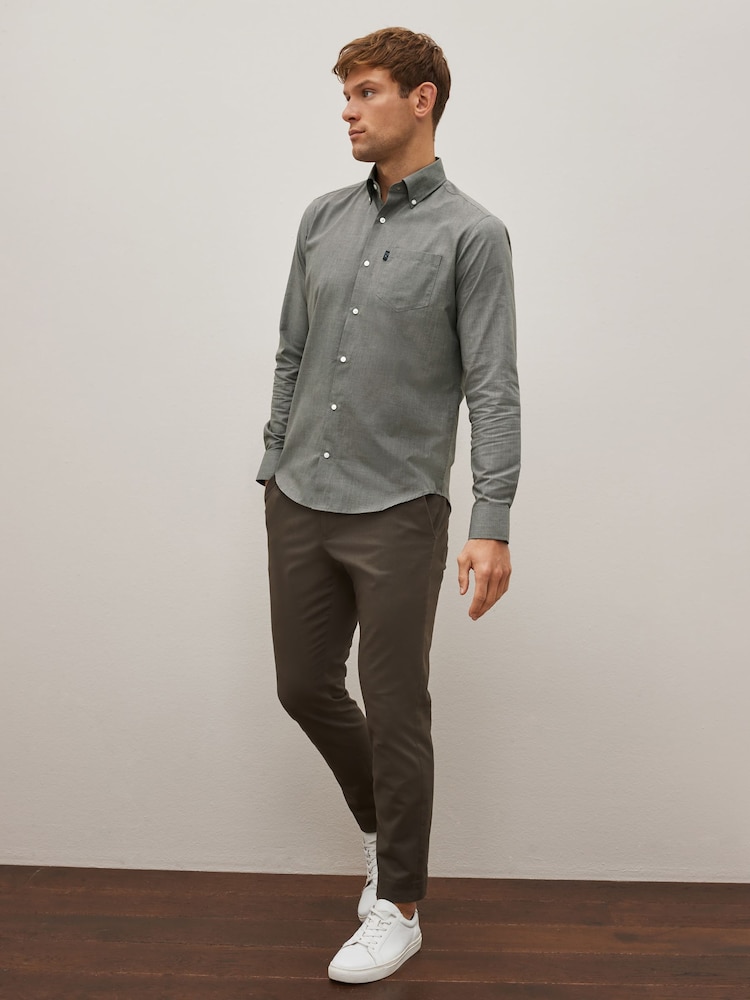Grey Marl Regular Fit Easy Iron Button Down Oxford Shirt - Image 2 of 8