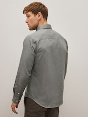 Grey Marl Regular Fit Easy Iron Button Down Oxford Shirt - Image 3 of 8