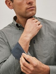 Grey Marl Regular Fit Easy Iron Button Down Oxford Shirt - Image 4 of 8