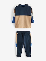 Kobaltno modra - 100% Bombaž dolg rokav; z dolgimi rokavi Cozy z izrazitim barvnim vzorcem majica and Joggers Set (3m-7let) - Slika 6 iz 8