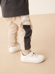 Charcoal Grey Monochrome 100% Cotton Long Sleeve Cosy Colourblock T-Shirt and Joggers Set (3mths-7yrs) - Image 4 of 7