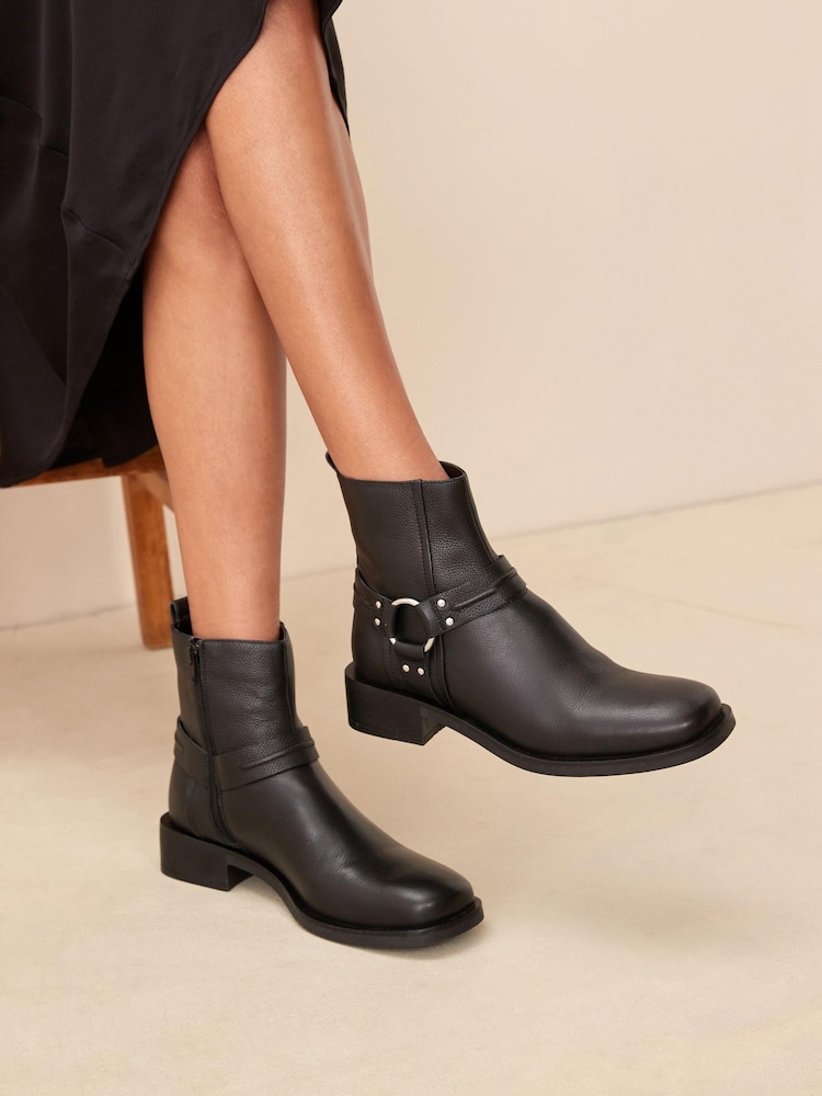 Black Forever Comfort® Gaucho Biker Ankle Boots - Image 1 of 7 Black Forever Comfort® Gaucho Biker Ankle Boots - Image 1 of 7