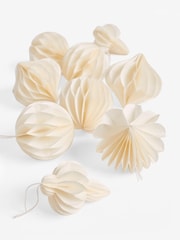 10 Pack White Paper Christmas Baubles - Image 4 of 6