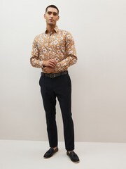 Brown Floral Regular Fit Printed Trimmed Shirt - Image 3 of 7