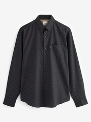 Черный/желтый с золотистым принтом - Обычный крой - Easy Iron Long Sleeve Single Cuff Printed Oxford Shirt - Изображение 7 из 10