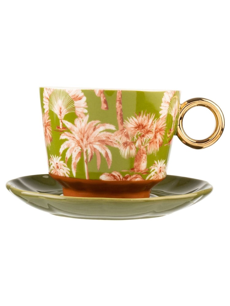 Eleanor Bowmer Green Palm Cup & Saucer - Image 2 of 4