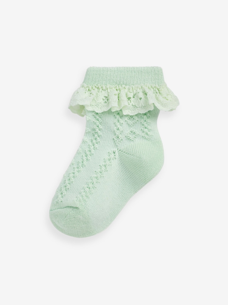 Pastel Lace Baby Socks 7 Pack (0mths-2yrs) - Image 2 of 8