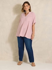 Evans Pink Short Sleeve Utility Blouse - Image 2 of 5
