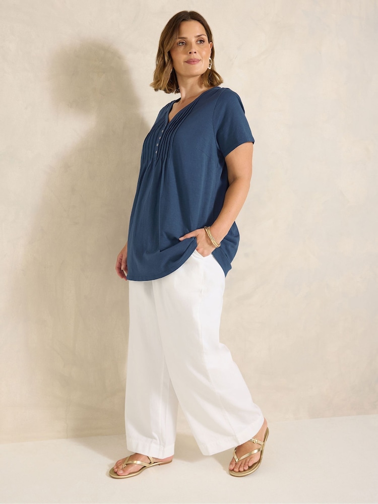 Evans Blue Short Sleeve Henley Top - Image 2 of 5 Evans Blue Short Sleeve Henley Top - Image 2 of 5