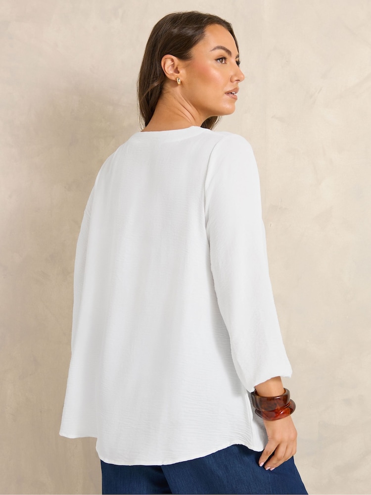 Evans Cream Balloon Sleeve Pleated Swing Top - Image 2 of 5