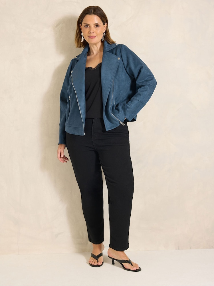Evans Blue Suedette Biker Jacket - Image 2 of 5