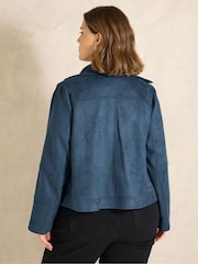 Evans Blue Suedette Biker Jacket - Image 3 of 5
