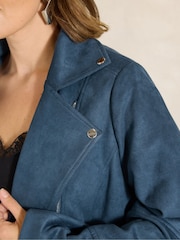 Evans Blue Suedette Biker Jacket - Image 4 of 5