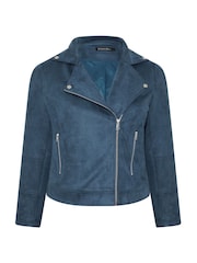 Evans Blue Suedette Biker Jacket - Image 5 of 5