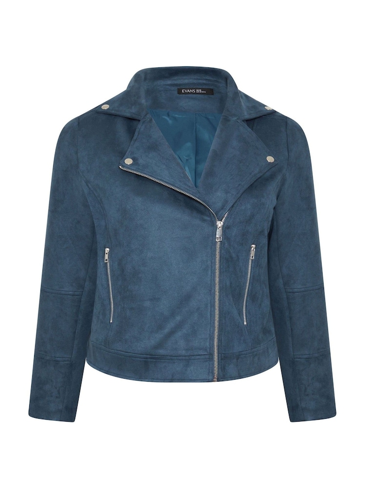 Evans Blue Suedette Biker Jacket - Image 5 of 5