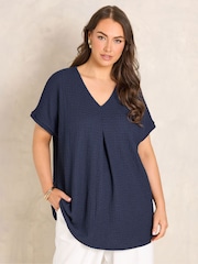 Evans Blue Grown On Sleeve Pleated Swing Top - Image 1 of 5