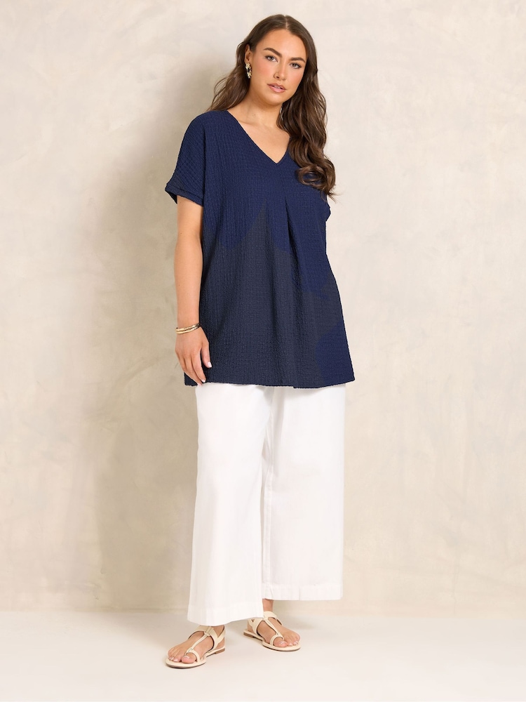 Evans Blue Grown On Sleeve Pleated Swing Top - Image 2 of 5